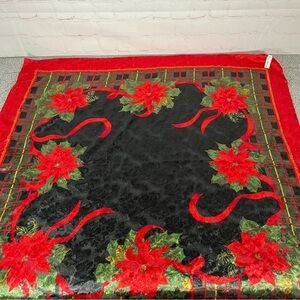 Liz Claiborne Scarf Black Red Green Holiday Square 34x34 Made In Italy NWT